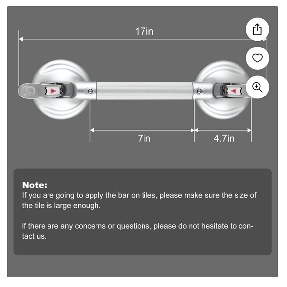 DAREN MEDICAL Suction Cup Grab Bar Bathroom NWOT - Picture 1 of 6